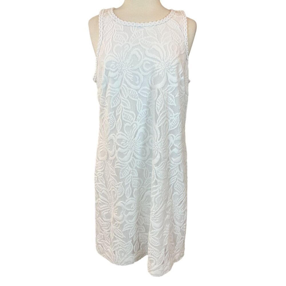 Lilly Pulitzer Marquette Lined White Floral Lace A-Line Sleeveless Dress XL